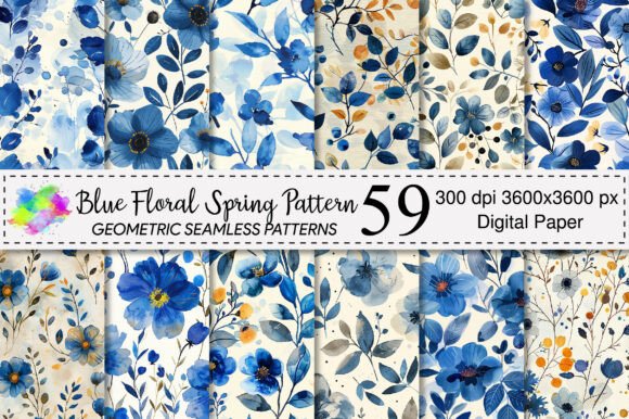 Download Blue Floral Spring Pattern - Blue Collection