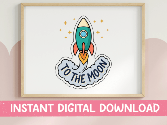 Download To the Moon Rocket Ship Sticker - Sticker Collection
