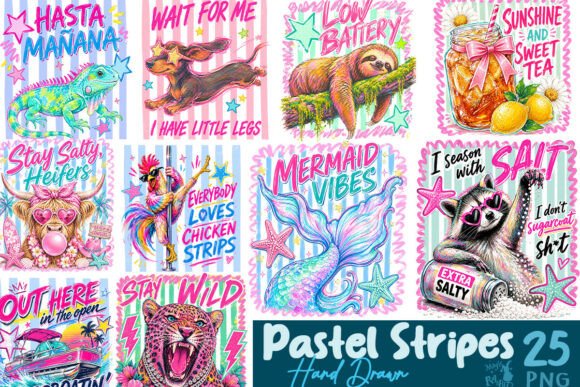 Download Pastel Stripes Hand Drawn Bundle - Trip Collection