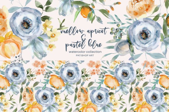 Download Mellow Apricot Pastel Blue Clipart Set - Blue Collection