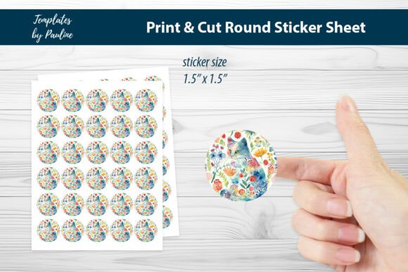 Download Flower Summer Cat Round Sticker Sheet - Sticker Collection