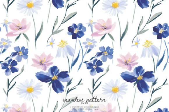 Download Blue Ditsy Floral Pattern - Blue Collection