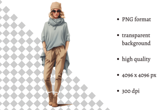 Download Fashion Girl in Beige &amp; Blue Clipart - Blue Collection