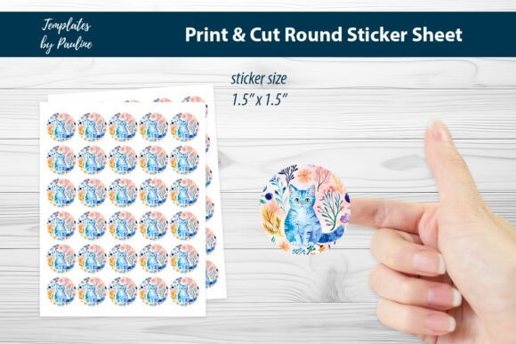 Download Flower Spring Cat Round Sticker Sheet - Sticker Collection