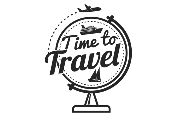 Download Time to Travel Black Stamp. World Trip L - Trip Collection