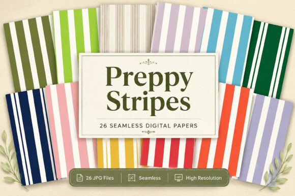 Download Preppy Stripes Pattern Digital Bundle - Trip Collection