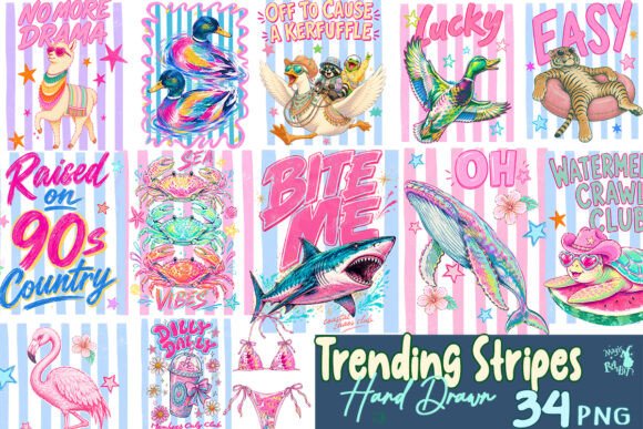 Download Trending Stripes Hand Drawn Bundle - Trip Collection