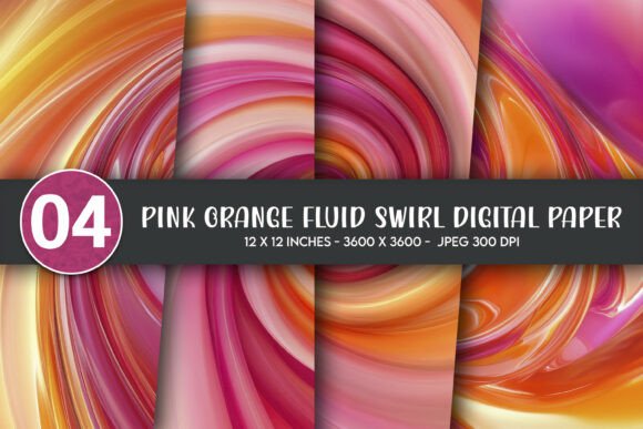 Download Pink Orange Fluid Swirl Digital Paper - Swirl Collection