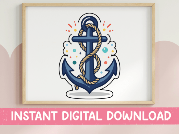 Download Nautical Anchor with Rope Sticker - Sticker Collection