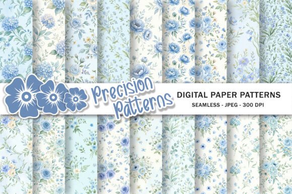 Download Whimsical Soft Blue Floral Pattern - Blue Collection