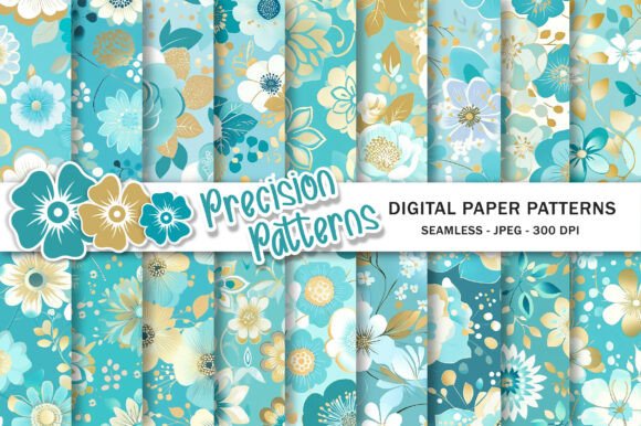 Download Blue and Gold Floral Pattern - Blue Collection